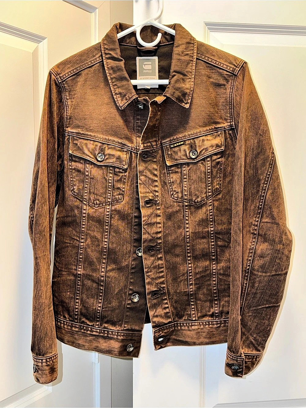 G-Star RAW Men's Brown Dyed Denim Trucker Jacket Size M